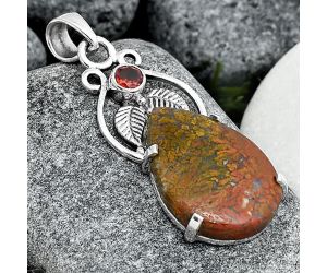 Natural Red Moss Agate and Garnet Pendant SDP91941 P-1434, 15x22 mm