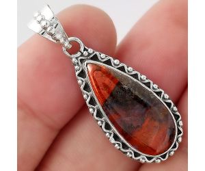 Natural Red Moss Agate Pendant SDP93283 P-1514, 10x23 mm