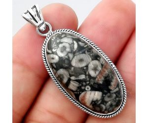 Natural Crinoid Fossil Coral Pendant SDP94750 P-1056, 16x31 mm