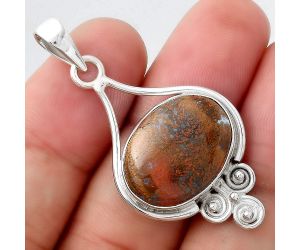 Natural Red Moss Agate Pendant SDP95256 P-1473, 15x19 mm