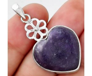 Valentine Gift Heart Natural Purple Lepidolite Pendant SDP95807 P-1634, 21x21 mm