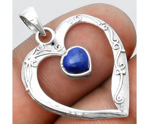 Valentine Gift Heart Natural - Lapis - Afghanistan Pendant SDP95874 P-1406, 6x6 mm