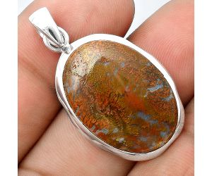 Natural Red Moss Agate Pendant SDP97080 P-1110, 18x25 mm