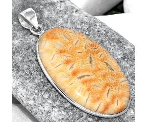 Natural Ant Fossil Coral Pendant SDP97756 P-1001, 22x37 mm