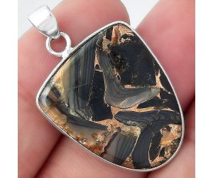 Natural Copper Abalone Shell Pendant SDP97880 P-1001, 21x25 mm