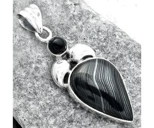 Crown Of Silver Psilomelane Black Malachite & Black Onyx Pendant SDP98881 P-1683, 14x21 mm