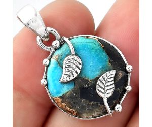 Natural Shell In Black Blue Turquoise Pendant SDP98954 P-1226, 18x18 mm