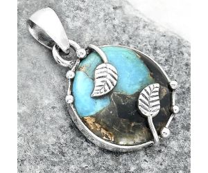 Natural Shell In Black Blue Turquoise Pendant SDP98954 P-1226, 18x18 mm