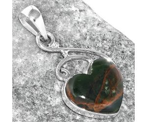 Valentine Gift Heart Turkish Rainforest Chrysocolla Pendant SDP99509 P-1352, 16x17 mm