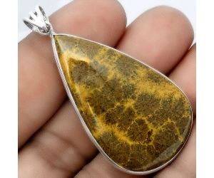 Natural Fossil Coral Pendant SDP99973 P-1001, 26x45 mm