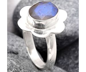 Faceted Blue Labradorite Ring size-8.5 SDR100158 R-1087, 8x10 mm