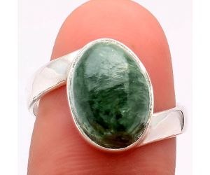 Natural Russian Seraphinite Ring size-8.5 SDR101645 R-1232, 10x14 mm