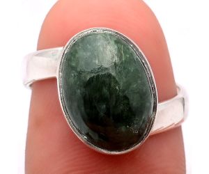 Natural Russian Seraphinite Ring size-7.5 SDR101653 R-1232, 10x14 mm