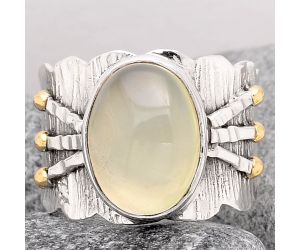 Natural Prehnite Ring size-8.5 SDR102632 R-1583, 10x14 mm