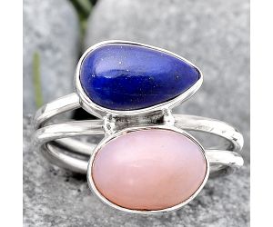 Pink Opal - Australia and Lapis Ring size-8.5 SDR105962 R-1182, 8x11 mm