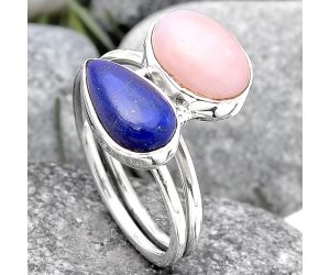 Pink Opal - Australia and Lapis Ring size-8.5 SDR105962 R-1182, 8x11 mm