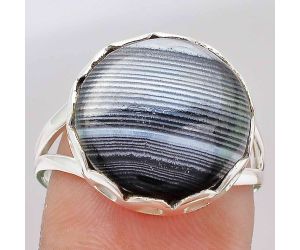 Crown Of Silver Psilomelane - Black Malachite Ring size-8.5 SDR106557 R-1428, 15x15 mm