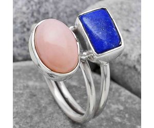 Pink Opal - Australia and Lapis Ring size-7.5 SDR107779 R-1182, 8x11 mm