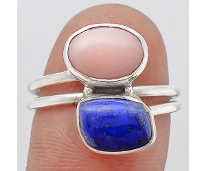 Pink Opal - Australia and Lapis Ring size-8 SDR107833 R-1182, 7x10 mm