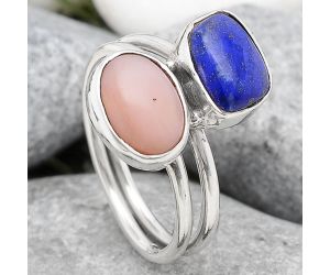 Pink Opal - Australia and Lapis Ring size-8 SDR107833 R-1182, 7x10 mm