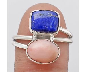 Pink Opal - Australia and Lapis Ring size-8 SDR107861 R-1182, 8x11 mm