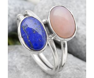 Lapis - Afghanistan and Pink Opal Ring size-7 SDR107885 R-1182, 7x11 mm