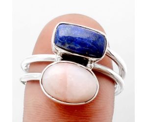 Pink Opal - Australia and Lapis Ring size-8.5 SDR108051 R-1182, 8x11 mm