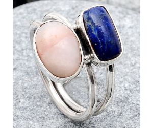 Pink Opal - Australia and Lapis Ring size-8.5 SDR108051 R-1182, 8x11 mm