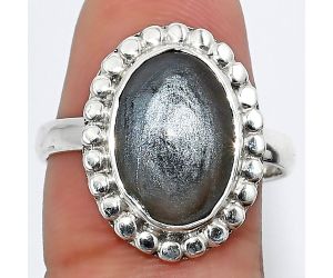 Natural Gray Moonstone Ring size-8.5 SDR108269 R-1071, 10x14 mm