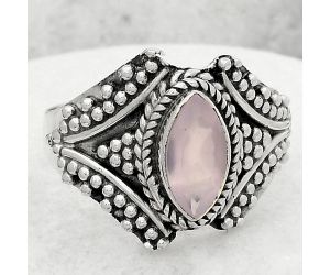 Filigree - Faceted Pink Chalcedony Ring size-8 SDR108845 R-1661, 5x10 mm