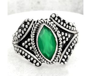 Filigree - Faceted Green Onyx Ring size-7 SDR108857 R-1661, 5x10 mm