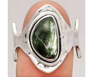 Adjustable - Russian Seraphinite Ring size-7 SDR110009 R-1336, 8x13 mm