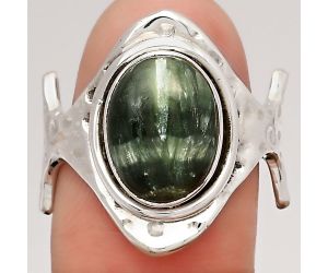 Adjustable - Russian Seraphinite Ring size-7 SDR110010 R-1336, 9x12 mm