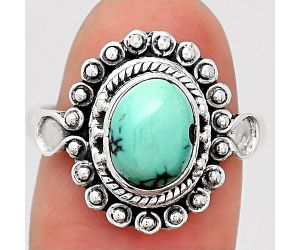 Natural Lucky Charm Tibetan Turquoise Ring size-7 SDR111260 R-1124, 7x9 mm