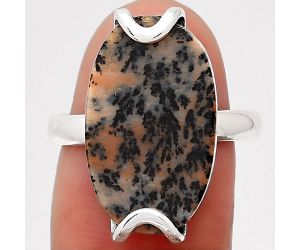 Natural Russian Honey Dendrite Opal Ring size-7.5 SDR111509 R-1479, 12x20 mm
