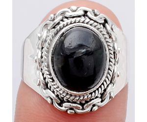 Natural Nuummite Ring size-7.5 SDR112666 R-1667, 9x11 mm