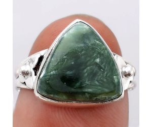 Natural Russian Seraphinite Ring size-7.5 SDR113388 R-1509, 13x13 mm