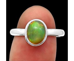 Natural Ethiopian Opal Ring size-8.5 SDR114193 R-1007, 7x9 mm