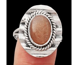 Natural Sunstone - Namibia Ring size-8.5 SDR114479 R-1212, 9x13 mm