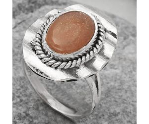 Natural Sunstone - Namibia Ring size-8.5 SDR114479 R-1212, 9x13 mm