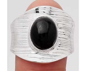 Natural Black Onyx - Brazil Ring size-8.5 SDR114773 R-1378, 9x11 mm