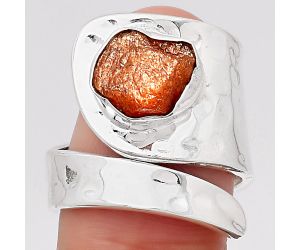 Natural Sunstone Rough Ring size-8 SDR114794 R-1327, 8x9 mm