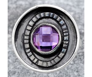 Faceted Natural Amethyst Ring size-8 SDR116764 R-1080, 8x8 mm