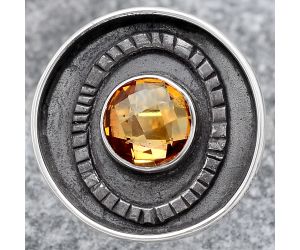 Faceted Natural Citrine Ring size-7 SDR116769 R-1080, 7x7 mm