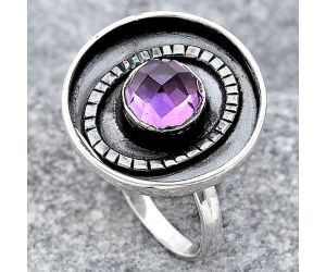 Faceted Natural Amethyst Ring size-7 SDR116774 R-1080, 7x7 mm