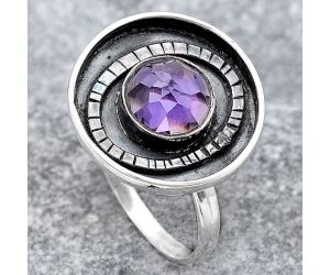 Faceted Natural Amethyst Ring size-9.5 SDR116775 R-1080, 7x7 mm