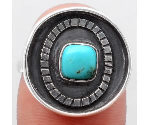 Natural Rare Turquoise Nevada Aztec Mt Ring size-7 SDR116777 R-1080, 6x6 mm