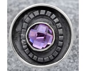Faceted Natural Amethyst Ring size-8 SDR116785 R-1080, 8x8 mm
