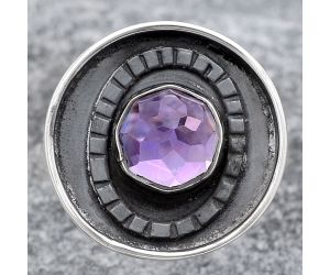 Faceted Natural Amethyst Ring size-8 SDR116790 R-1080, 8x8 mm