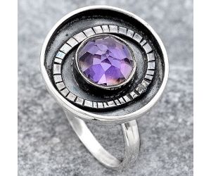 Faceted Natural Amethyst Ring size-8 SDR116790 R-1080, 8x8 mm